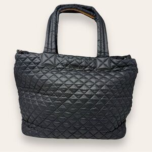 MZ Wallace Metro Deluxe Black Quilted Tote Travel Shoulder Bag Luggage Sleeve